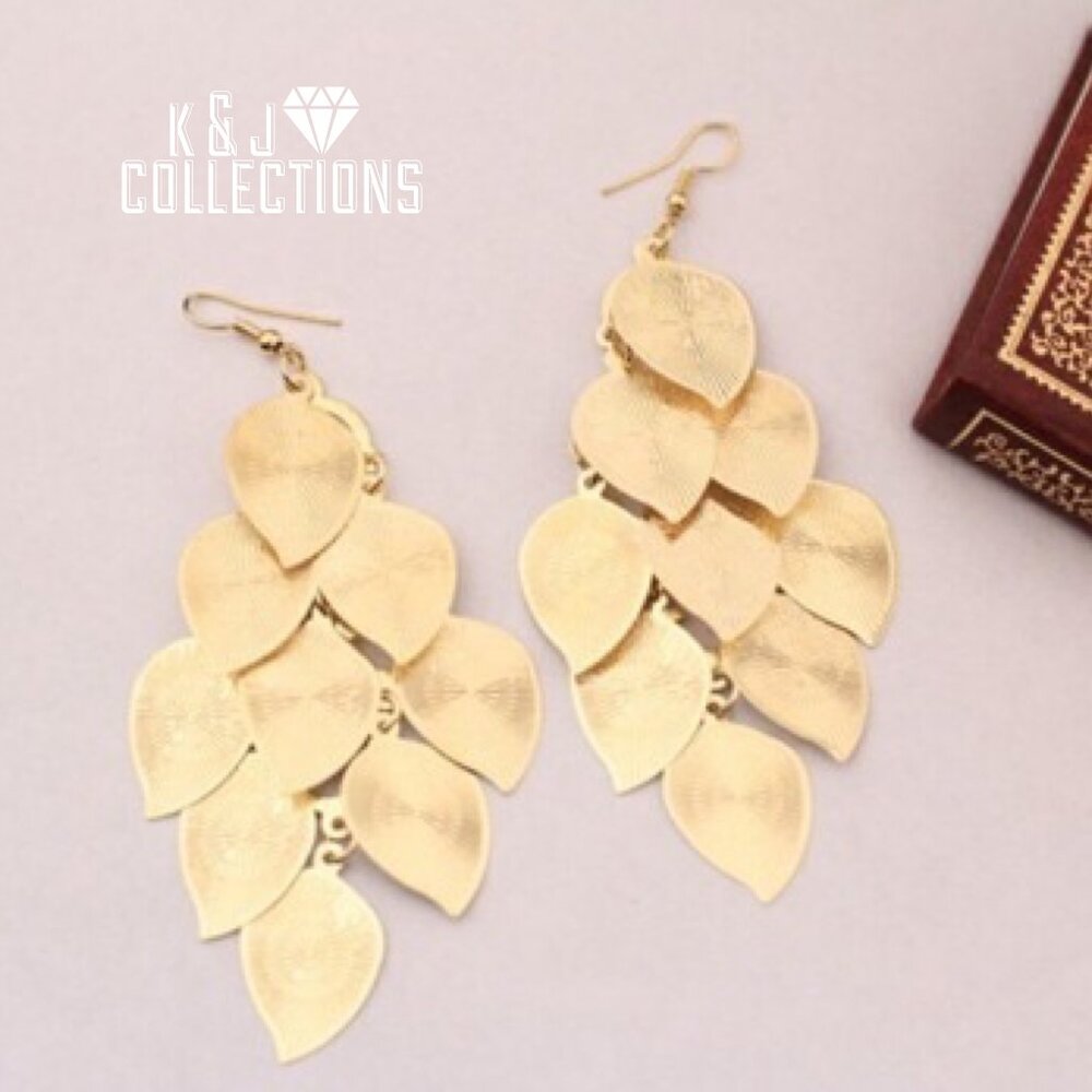 Gold Foil Leaf Dangling Earrings